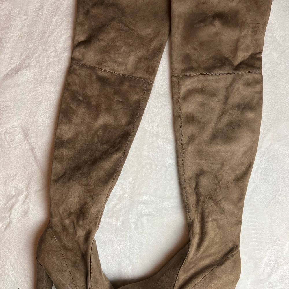 Suede Over-the-Knee Boots - Tan